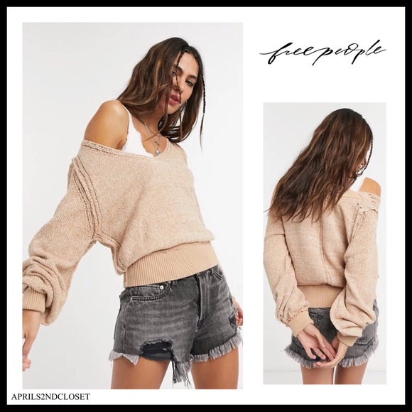 Free People Sweaters - FREE PEOPLE BOHO PULLOVER V-NECK LUXE KNIT TOP A2C